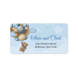 Teddy Bär blaubraune Elfenbeinballons Adressaufkleber