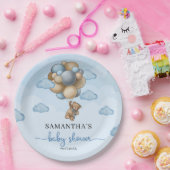 Teddy Bär blaubraune Elfenbeinballons Babydusche Pappteller (Party)