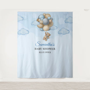 Teddy Bär blaubraune Elfenbeinballons Hintergrund Wandteppich