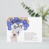 Teddy Bär blaue Ballonbücher für Baby Begleitkarte (Stehend Vorderseite)