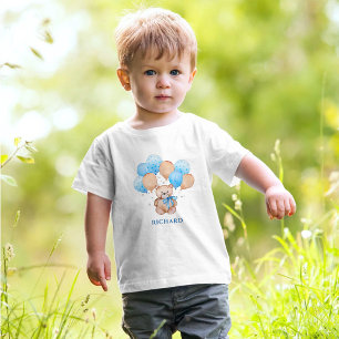 Teddy Bär blaue Ballons Baby T - Shirt