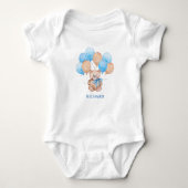 Teddy Bär blaue Ballons Babybodysuit Baby Strampler (Vorderseite)