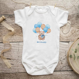 Teddy Bär blaue Ballons Babybodysuit Baby Strampler