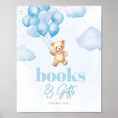 Teddy Bär blaue Ballons Bücher und Geschenke Poster (Vorne)