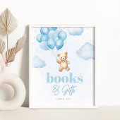 Teddy Bär blaue Ballons Bücher und Geschenke Poster