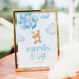 Teddy Bär blaue Ballons Karten und Geschenke Poster