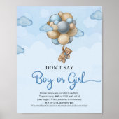 Teddy Bär blaue Ballons Sage nicht, Junge oder MÄD Poster (Vorne)