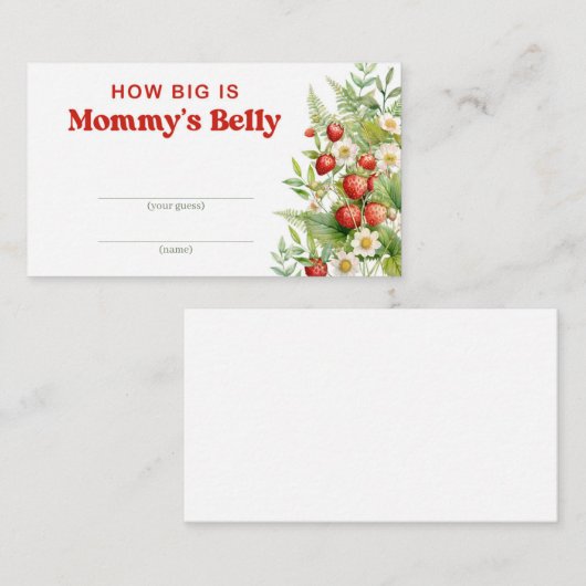 Teddy Bär blaue Blumen Wie groß ist Mama's Bauch Begleitkarte (Vorne/Hinten)