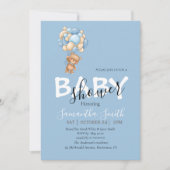 Teddy Bär blaue Einladungen (Vorderseite)