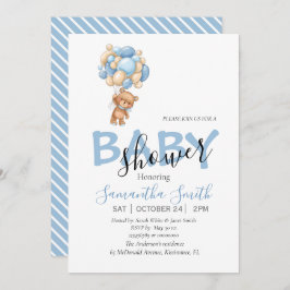 Teddy Bär blaue weiße Einladungen