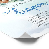 Teddy Bär blaues Blütenspiel Spate Night Diapers Poster (Ecke)