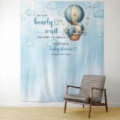 Teddy Bär bläulich-beige Heißluftballonjunge Wandteppich (Beispiel)