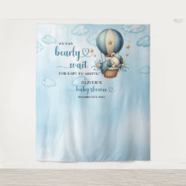 Teddy Bär bläulich-beige Heißluftballonjunge Wandteppich