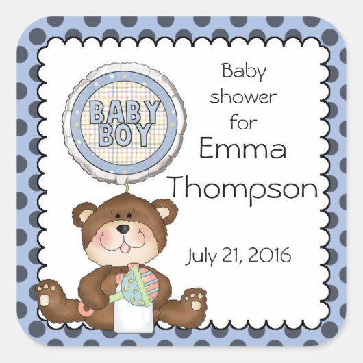 Teddy Bar Blue mit Black Boy Quadratischer Aufkleber (Vorderseite)
