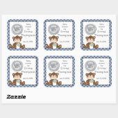 Teddy Bar Blue mit Black Boy Quadratischer Aufkleber (Blatt)