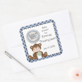 Teddy Bar Blue mit Black Boy Quadratischer Aufkleber (Umschlag)