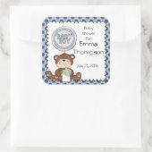 Teddy Bar Blue mit Black Boy Quadratischer Aufkleber (Tasche)