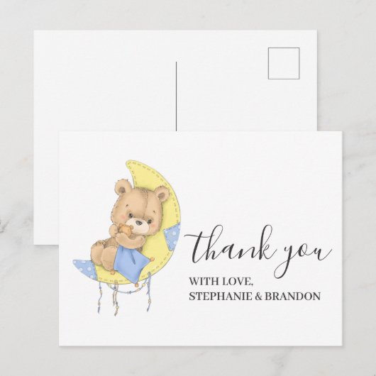 Teddy Bar BLUE Moon Danke Karte (Vorne/Hinten)