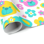 Teddy Bär Blume 6. Geburtstagsnamenszeitung Geschenkpapier (Rolleneckpunkt)