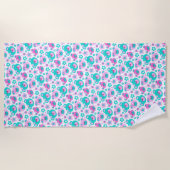 Teddy Bär Blume Rosa Aqua Handtuch (Vorderseite)