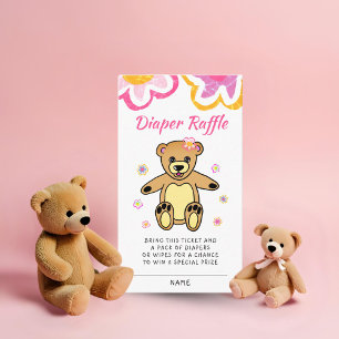 Teddy-Bär-Blumen-Baby-Shower-Windel-Raffle Begleitkarte