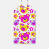 Teddy Bär Blumen pink gelb lila Geschenkmarke Geschenkanhänger (Vorderseite)