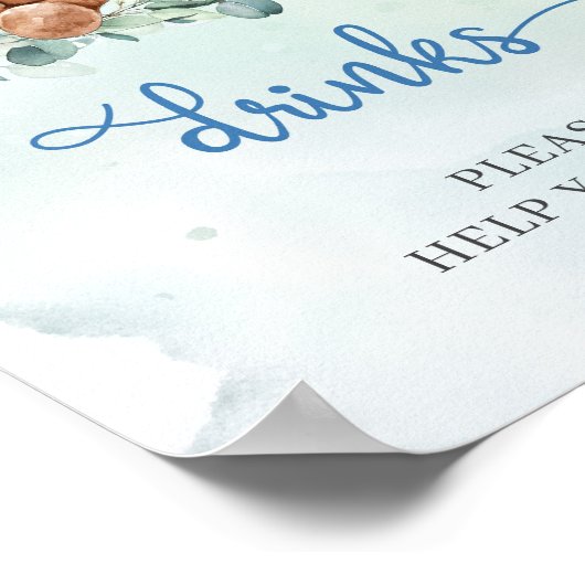 Teddy Bär Blumengetränke Poster (Ecke)