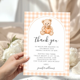 Teddy-Bär-Bogen Kleiner Kürbis Herbst-Baby-Party Dankeskarte