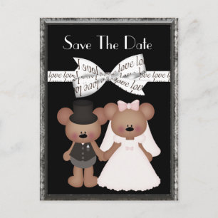 Teddy Bar Bride & Groom Wedding Ankündigungspostkarte