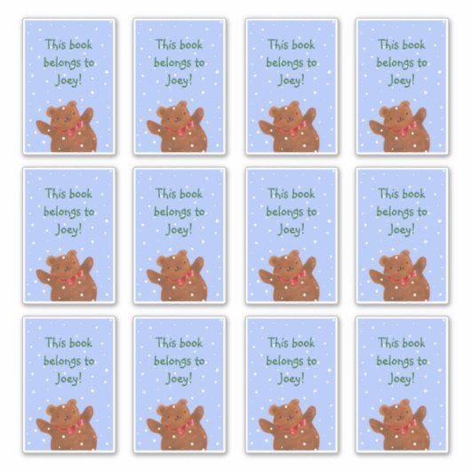 Teddy Bar Buchzeichen Aufkleber (Vorderseite)