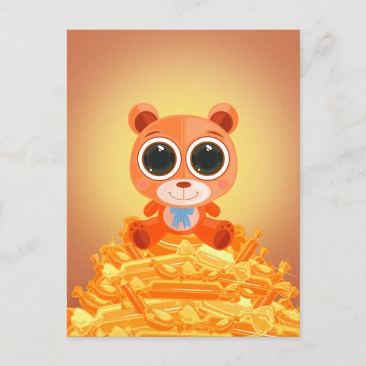 Teddy Bar - Candy Orange Postkarte (Vorderseite)