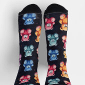 Teddy Bar Chalk Zeichne Muster Schwarz Socken (Oben)