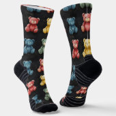 Teddy Bar Chalk Zeichne Muster Schwarz Socken (Gewinkelt)