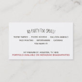 Teddy Bar Childrens Event Planner Visitenkarte (Rückseite)