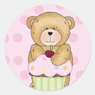 Teddy Bar Cupcake Party Runder Aufkleber