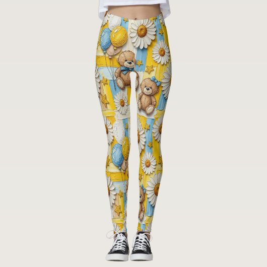Teddy Bär Daisy Garten Muster (11) Leggings (Vorderseite)
