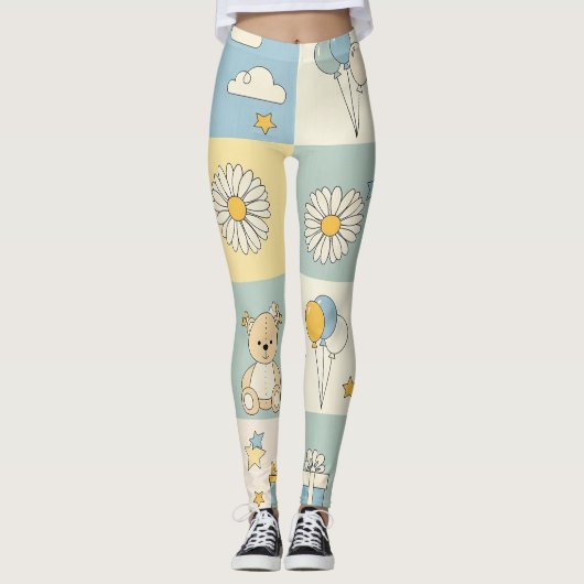 Teddy Bär Daisy Garten Muster (17) Leggings (Vorderseite)