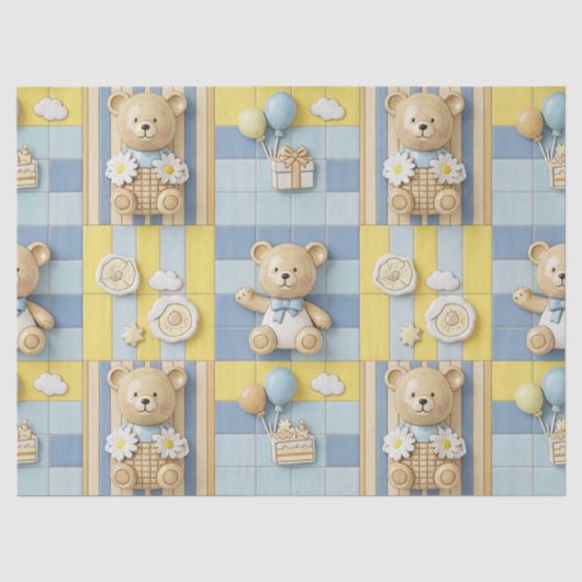 Teddy Bär Daisy Garten Muster (7) Seidenpapier (Vorderseite)