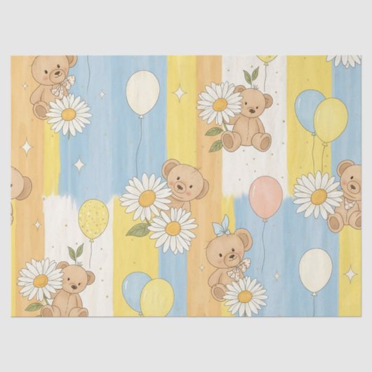 Teddy Bär Daisy Gartenmuster (12) Seidenpapier (Vorderseite)