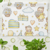 Teddy Bär Daisy Gartenmuster (14) Geschirrtuch (Gefaltet)