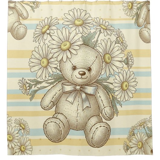 Teddy Bär Daisy Gartenmuster (1) Duschvorhang (Vorderseite)
