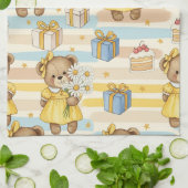 Teddy Bär Daisy Gartenmuster (5) Geschirrtuch (Gefaltet)