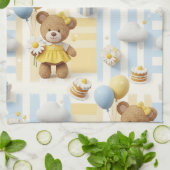 Teddy Bär Daisy Gartenmuster (8) Geschirrtuch (Gefaltet)