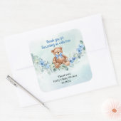 Teddy Bär dusty blue eucalyptus cramit blauer Blüt Quadratischer Aufkleber (Umschlag)