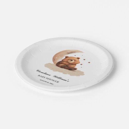 Teddy Bär ein geschlechtsneutrales Baby Pappteller (Schrägansicht)