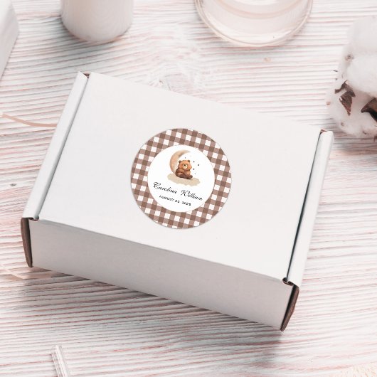 Teddy Bär eine geschlechtsneutrale Babydusche Runder Aufkleber