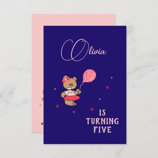 Teddy Bär Einladung (Vorne/Hinten)