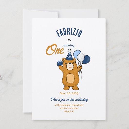 Teddy Bär Einladung (Vorderseite)