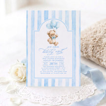 Teddy Bär Elegante Pastellblaue Streifen Baby Show