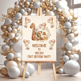 Teddy Bar Fall Boy Beary 1. Geburtstag Willkommen